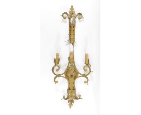 Three Christopher Wray wall mounted light fittings of foliate design, each 82cm high