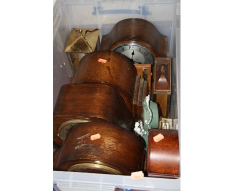 A collection of nine various clocks, to include an early 20th century oak cased eight day mantel clock