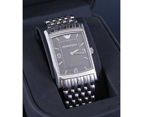 An Emporio Armani gents steel cased quartz wristwatch in box