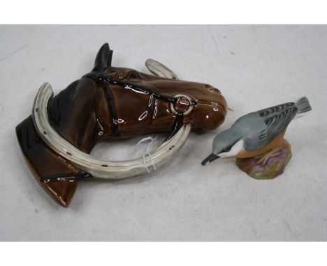 A Beswick wall mask in the form of a horse with horseshoe, model No. 807, impressed Beswick England verso, together with a Ro