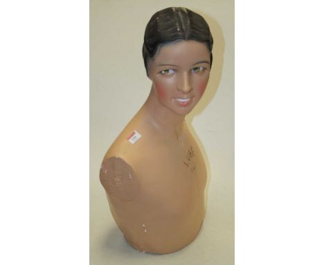 An early 20th century Lube Paris mid-length plaster advertising mannequin, h.62cmCondition report: Cracked to the head and wi