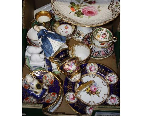 A collection of various ceramics, to include an 18th century Worcester saucer, a Royal Doulton figure of Debbie, a pair of St