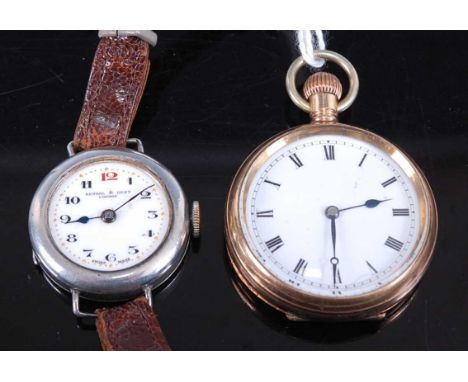 A Kendal &amp; Dent of London lady's silver cased wristwatch, having manual wind movement; together with a lady's gold plated