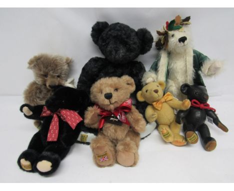 A collection of modern Merrythought teddy bears including RAF 100 Appeal, limited edition Christmas bear etc (7, tallest 41cm