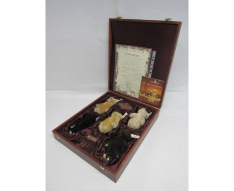 A Steiff 654497 limited edition UK Baby Bear set 1989-1993, comprising five articulated mohair bears with gold coloured butto