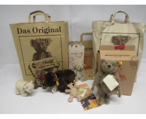 A collection of Steiff, small and miniature teddy bears, all with gold coloured button and yellow tags to ears, to include 08