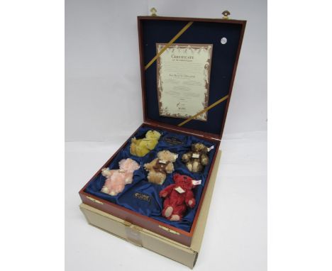 A Steiff 654695 limited edition UK Baby Bear Set 1994-1998, comprising five articulated mohair bears with gold coloured butto