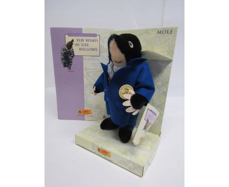 A boxed Steiff limited edition 037023 The Wind In The Willows mohair Mole with gold coloured button, white tag and swing tags