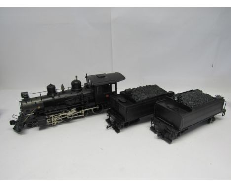 A Bachmann G scale garden railway 4-6-0 locomotive (lacking chimney), together with two Bachmann tenders (3) 