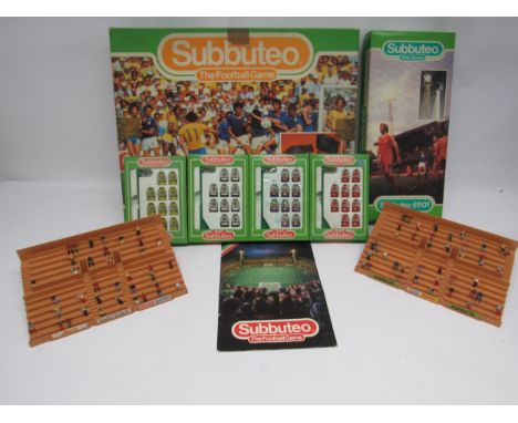 A collection of boxed Subbuteo table football items to include four 63000 series teams comprising Norwich City, Newcastle, Li