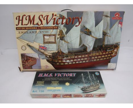 Two HMS Victory wooden model kits to include Constructo 1:94 scale and Mantua Model 1:200 scale (2, contents unchecked but ap