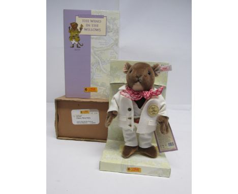 A boxed Steiff limited edition 037047 The Wind In The Willows mohair Ratty with gold coloured button and white tag to ear and