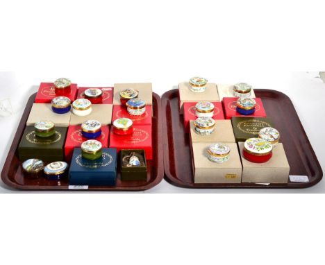 Seventeen Crummels enamel Christmas trinket boxes for Harrods together with four others