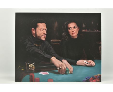 VINCENT KAMP (BRITISH CONTEMPORARY) 'ANTOINE'S LAST MOVE', a signed limited edition print depicting figures in a casino, 65/1