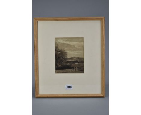 CIRCLE OF WILLIAM JAMES MULLER (1812-1845) A LANDSCAPE STUDY WITH FIGURES TO THE FOREGROUND, no visible signature, ink on pap