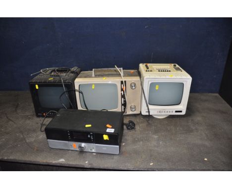 THREE VINTAGE PORTABLE TVS and a Tesco’s DAB radio (TVs untested but radio PAT pass and working) (4)