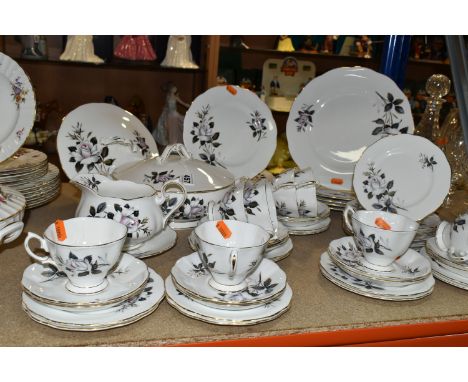ROYAL ALBERT 'QUEEN'S MESSENGER' PATTERN DINNERWARE, comprising one covered tureen and spare lid, gravy/sauce jug and stand, 