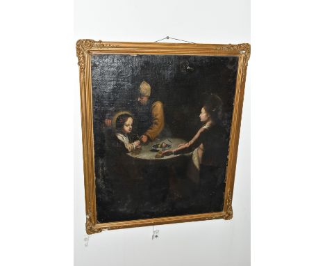 AFTER JEAN LeCLERK (DUTCH 1586-1633) 'THE HOLY FAMILY AT SUPPER', a 19th century copy depicting a young girl receiving commun