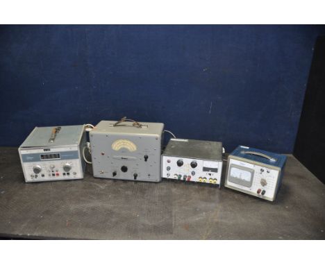 FOUR ITEMS OF TEST EQUIPMENT BY ADVANCE ELECTRONICS comprising of a 77B Millivoltmeter, PP13 LT/HT Supply, a H1 AF Generator 
