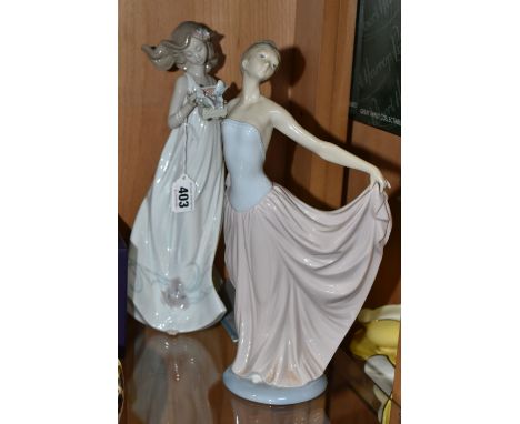 TWO LLADRO FIGURES, comprising 5050 'Dancer', height 30cm and 6777 'Butterfly Treasures', height 32cm (2) (Condition Report: 