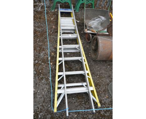 A CATWALK BLUE AND YELLOW ALUMINIUM STEP LADDER, and a single aluminium step ladder (2)