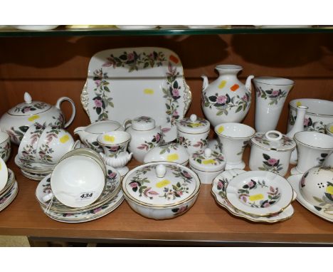 A QUANTITY OF WEDGWOOD 'HATHAWAY ROSE' PATTERN TEAWARE AND GIFTWARE, comprising six cups, six saucers, six tea plates, teapot