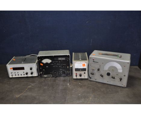 FOUR ITEMS OF TEST EQUIPMENT BY ADVANCE ELECTRONICS comprising of a Type 63 AM/FM Signal generator, a VM77D Millivoltmeter, a