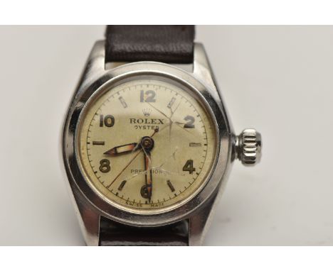 A 'ROLEX OYSTER PRECISION' WRISTWATCH, AF manual wind, round champagne dial signed 'Rolex Oyster', alternating Arabic numeral