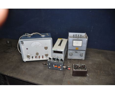 FIVE ITEMS OF VINTAGE TEST EQUIPMENT comprising of a Marconi AF power meter, an Isotec IPS-1820D DC power supply, an Advance 
