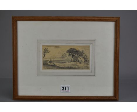 CIRCLE OF JOHN VARLEY (1778-1842) A LANDSCAPE WITH LAKE AND COTTAGE, no visible signature, pencil on paper, approximate size 