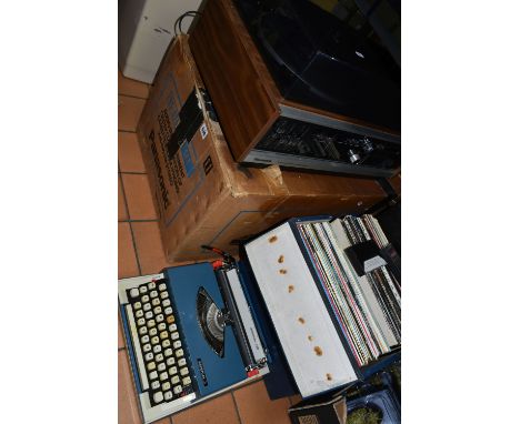 A PANASONIC RS-876 AS AUDIO CENTRE, complete with two Panasonic speakers, two cases of LP records to include Jonny Cash at Sa
