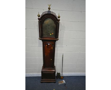 JOHN LEE OF HIGH WYCOMBE (1767-1823) A GEORGIAN MAHOGANY EIGHT DAY LONGCASE CLOCK, the hood with a pierced gallery top and th