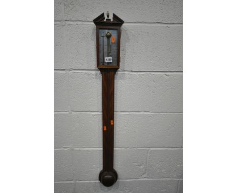 A GEORGIAN STYLE MAHOGANY CISTERN STICK BAROMETER, height 96cm (condition report:-tube and mercury removed)