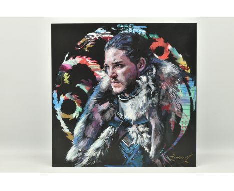 ZINSKY (BRITISH CONTEMPORARY) 'WINTER IS COMING', a signed limited edition print on board depicting a portrait of Kit Haringt