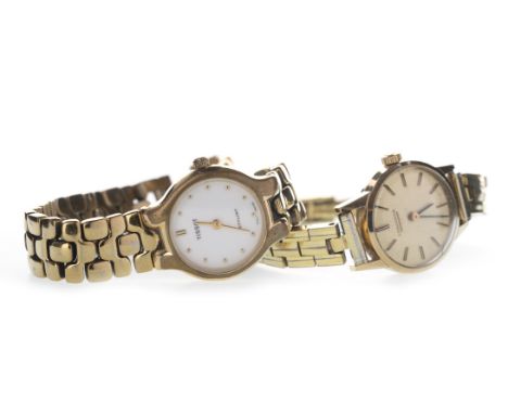 LADY'S LONGINES GOLD PLATED MANUAL WIND WRIST WATCH, the round gold coloured dial with applied baton hour markers, 20mm case,
