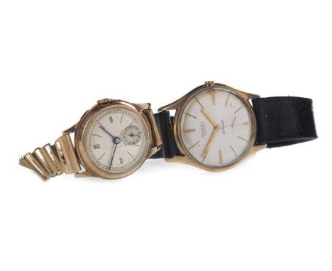 GENTLEMAN'S ROTARY MAXIMUS NINE CARAT GOLD MANUAL WIND WRIST WATCH, the round cream dial with applied gold coloured baton hou