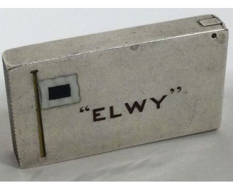 OF SHIPPING INTEREST A novelty silver and enamel vesta inscribed ‘Elwy'. Chester 1912. By Sampson Mordan &amp; Co. Approx. 45