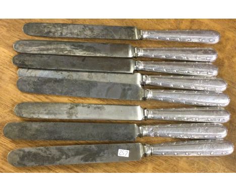 A set of eight George III silver knives. Circa 1800. By William Summer. Approx. 741gross grams. Est. £200 - £300.