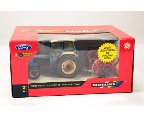 Britains 1/32 Diecast Farm Model comprising Ford 7000 Tractor &amp; Cultivator Set. Limited Edition is NM to M in Box.