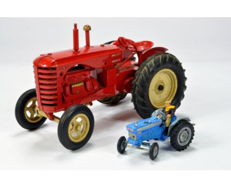Large Scale Lesney Model Tractor of the Massey Harris 745D and a Corgi issue Ford 5000 Tractor. Generally G to VG. (2)