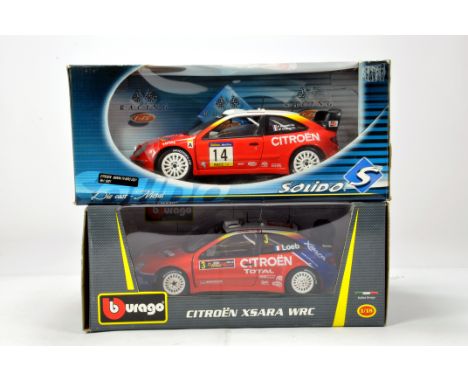 Diecast 1/18 car selection from Burago and Solido comprising various issues; Citroen Rally Cars Generally NM to M in Boxes. (