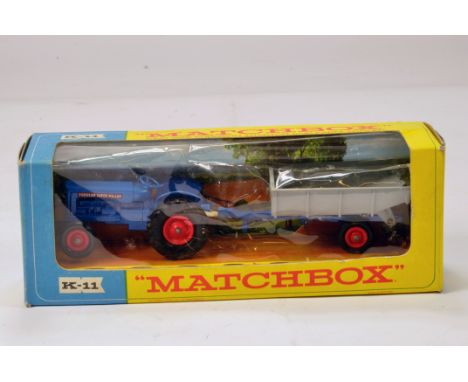 Matchbox No. K11 Fordson Super Major Tractor and Trailer Set. E in G Box.