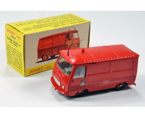 French Dinky No. 570P Peugeot J7 Van Pompiers in red including concave hubs, roof light plus aerial. NM example is hard to fi