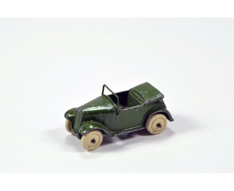 Dinky No. 152C Pre-War Military Austin 7 in military green with white rubber tyres, wire windscreen and hole to seat. General