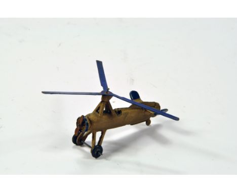 Dinky No. 60f Pre-War Cierva Autogiro in gold with blue trim, blue rotor and steel twin blade propeller. Nice example is G to