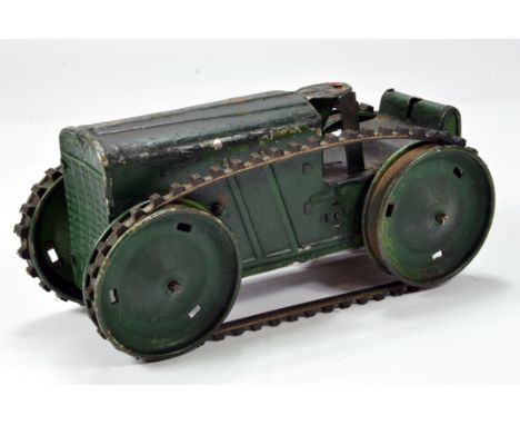 Triang Clockwork Tracked Crawler tractor in green. Possibly overpainted. F. 