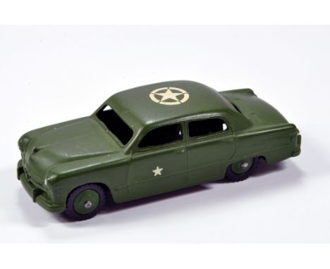 Dinky No. 675 Ford Sedan Army Staff Car in military green including ridged hubs with black treaded tyres. Beautiful example i