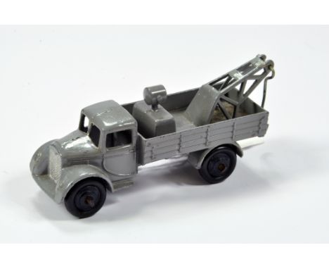 Dinky No. 30e Breakdown Truck Car in light grey with closed rear window, wire hook, black ridged hubs. Nice example is E. 