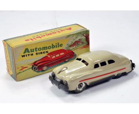 Unusual Tinplate (China) Automobile with Siren Friction Driven Car. Fine example is VG to E in E Box. Rare.