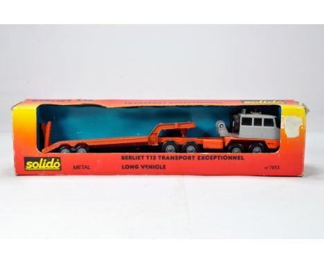 Solido No. 7013 Berliet T12 Transport Exceptionnel Low Loader. Grey and Orange. E to NM in Box.